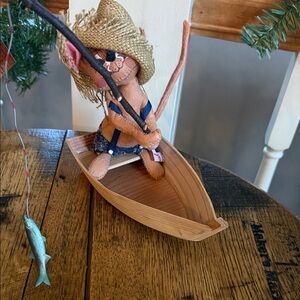 Adorable Vintage fishing Mouse Annalee 1992